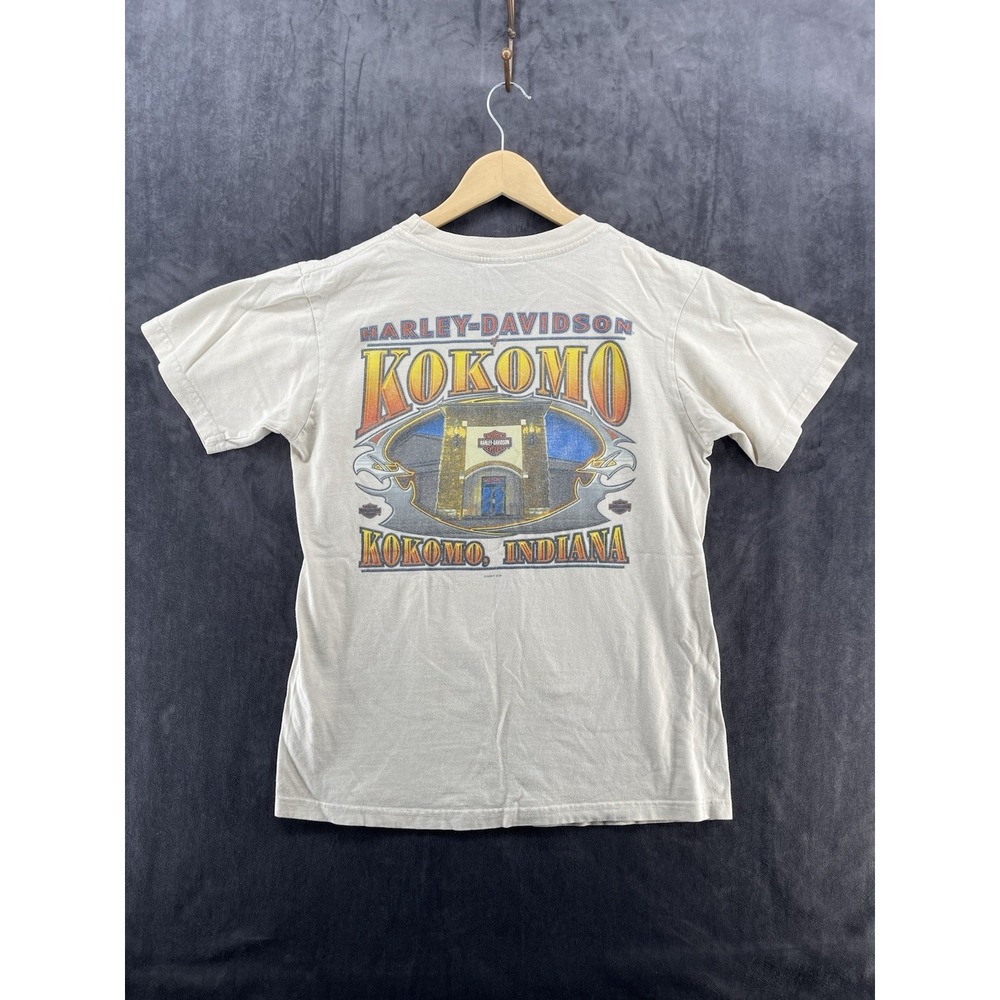 Harley-Davidson Kokomo Indiana Eagle Graphic T-Shirt Men's‎ M 2007 Beige
